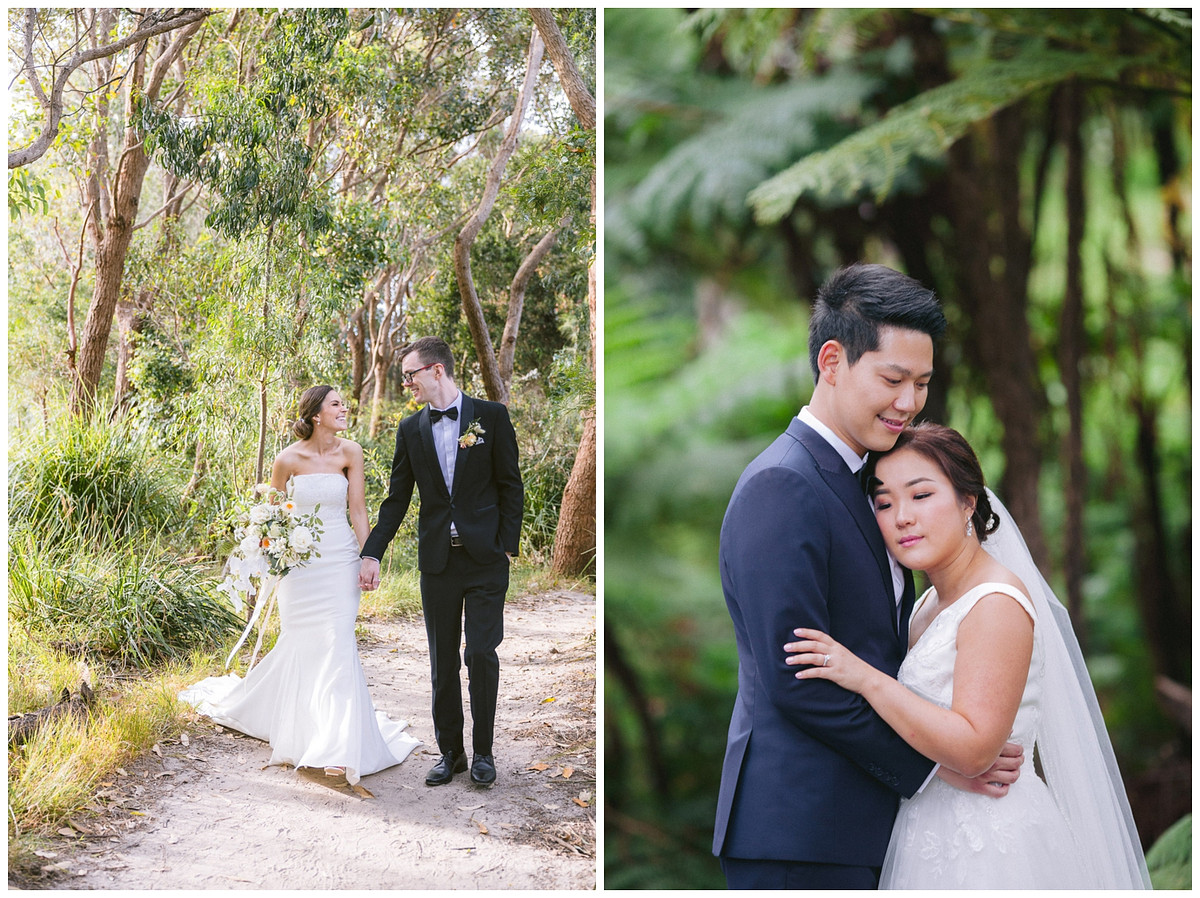 Wedding photos of bride and groom at National Park adjacent to Gunners Barracks