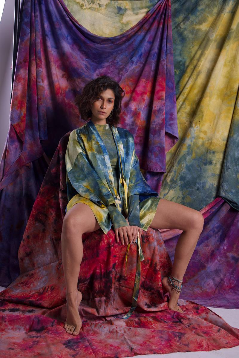 Linen Satin Kimono Jacket - Golden Hour