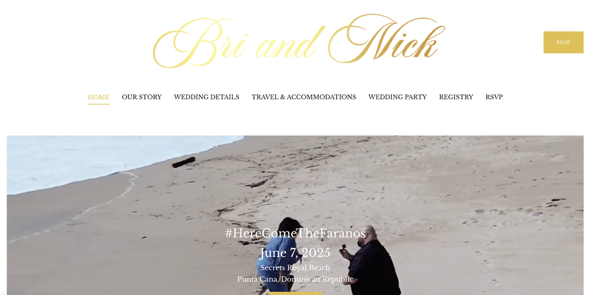 Sitio web de la boda de Bri y Nick