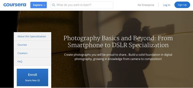 Bases de la photographie et au-delà de Coursera