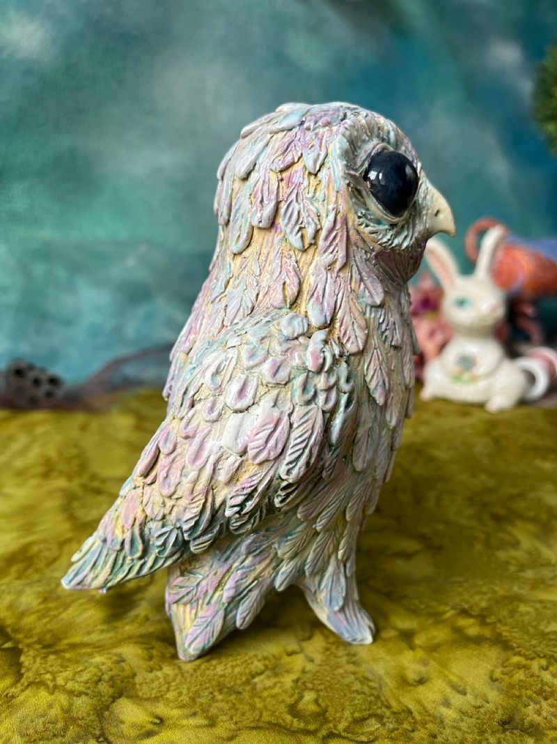 Tender Owl on Watch, little ceramic sculpture