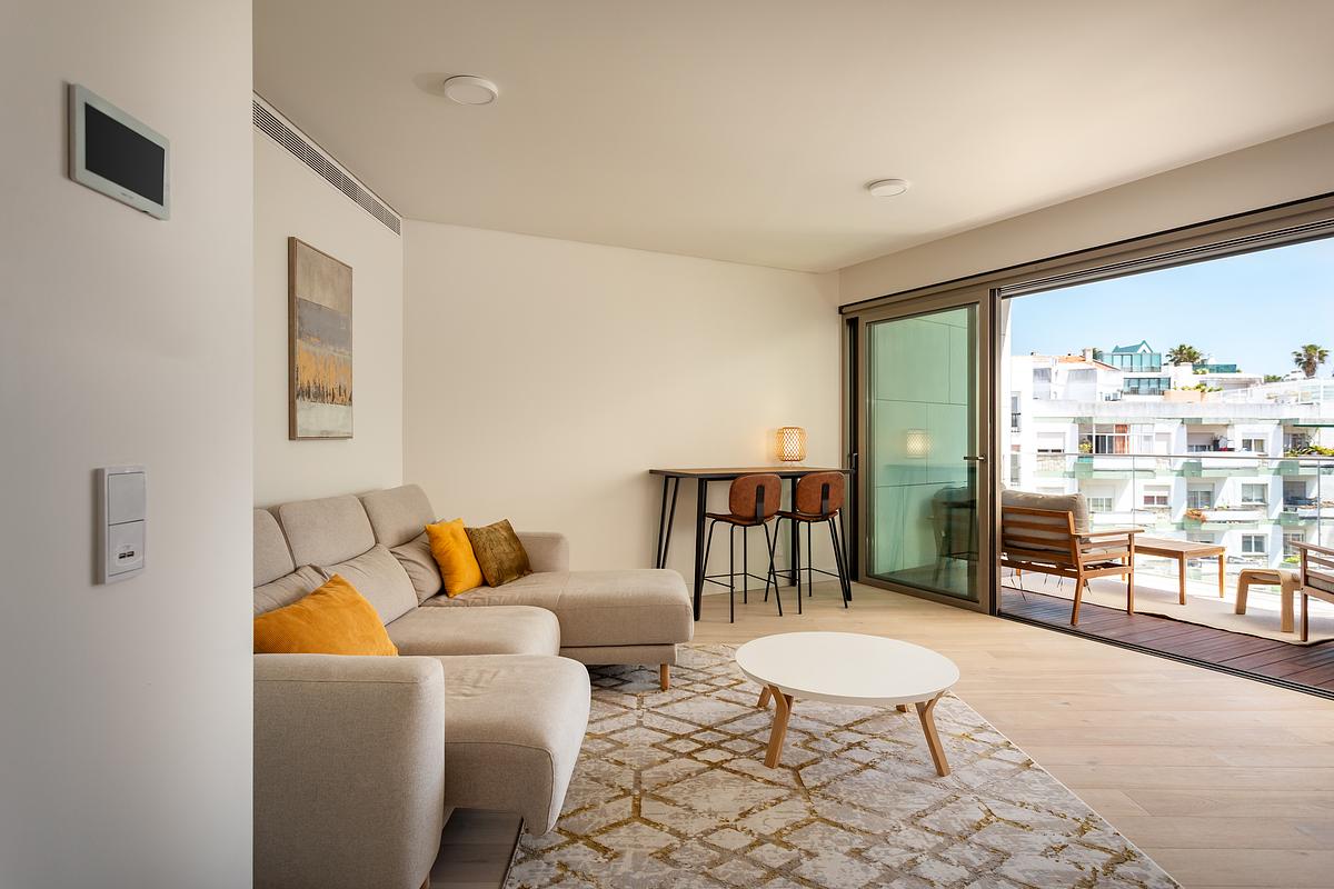 Fotografia imobili&aacute;ria de T1 de luxo com vista mar no Atlantic 