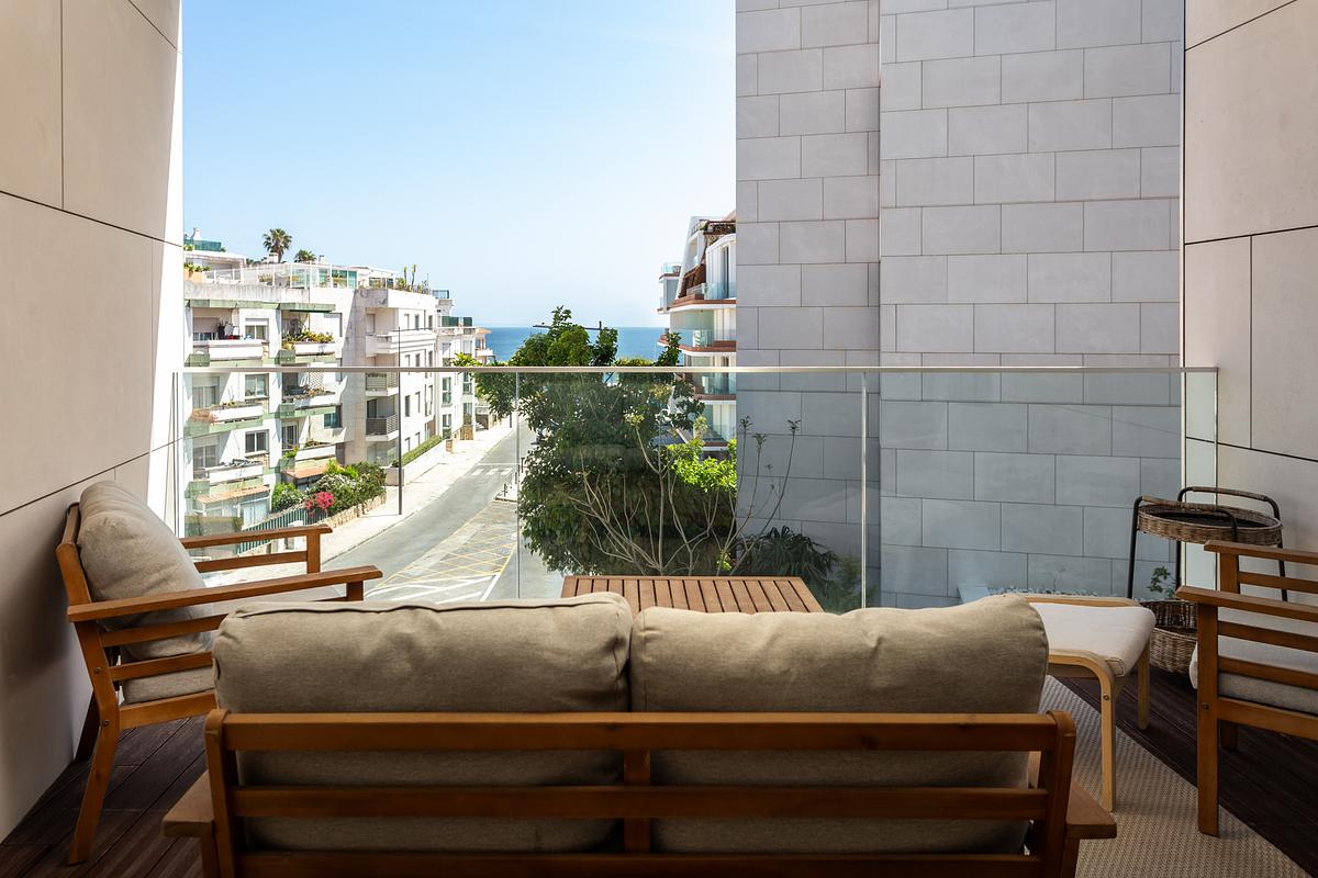 Fotografia imobili&aacute;ria de T1 de luxo com vista mar no Atlantic 