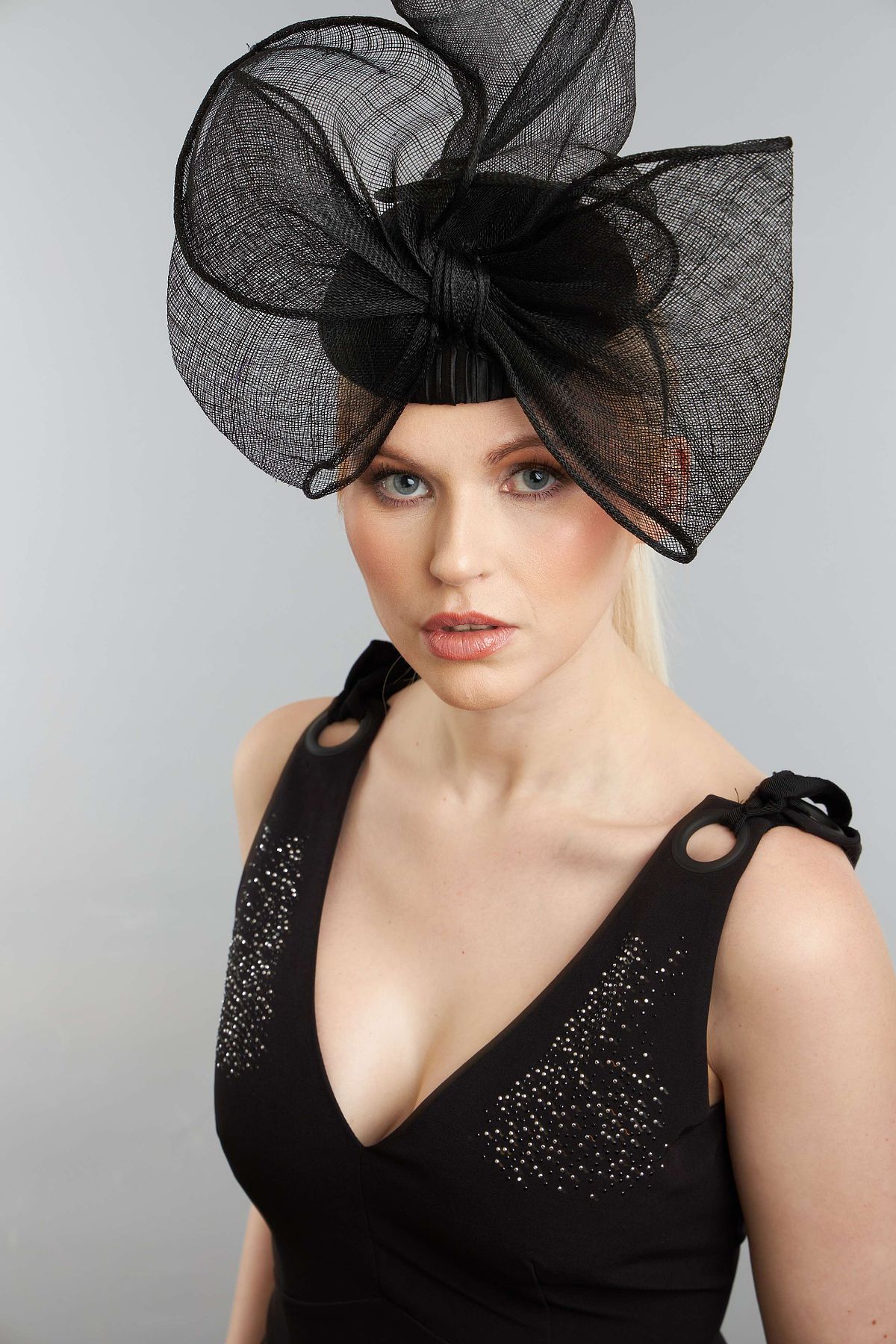 House of Charles - Jennifer rocking Black Lace High Fashion Millinery - statement piece by Janice Liverpool - Gibxon