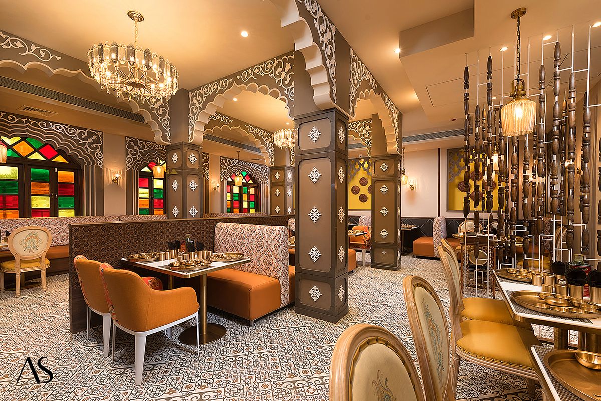 Creative Interior design of ethnic vegetarian restaurant - Maharaja Bhog by Interior Photographer Akkil Suvarna