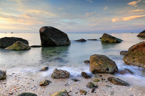 Rocks in a tranquil sea.