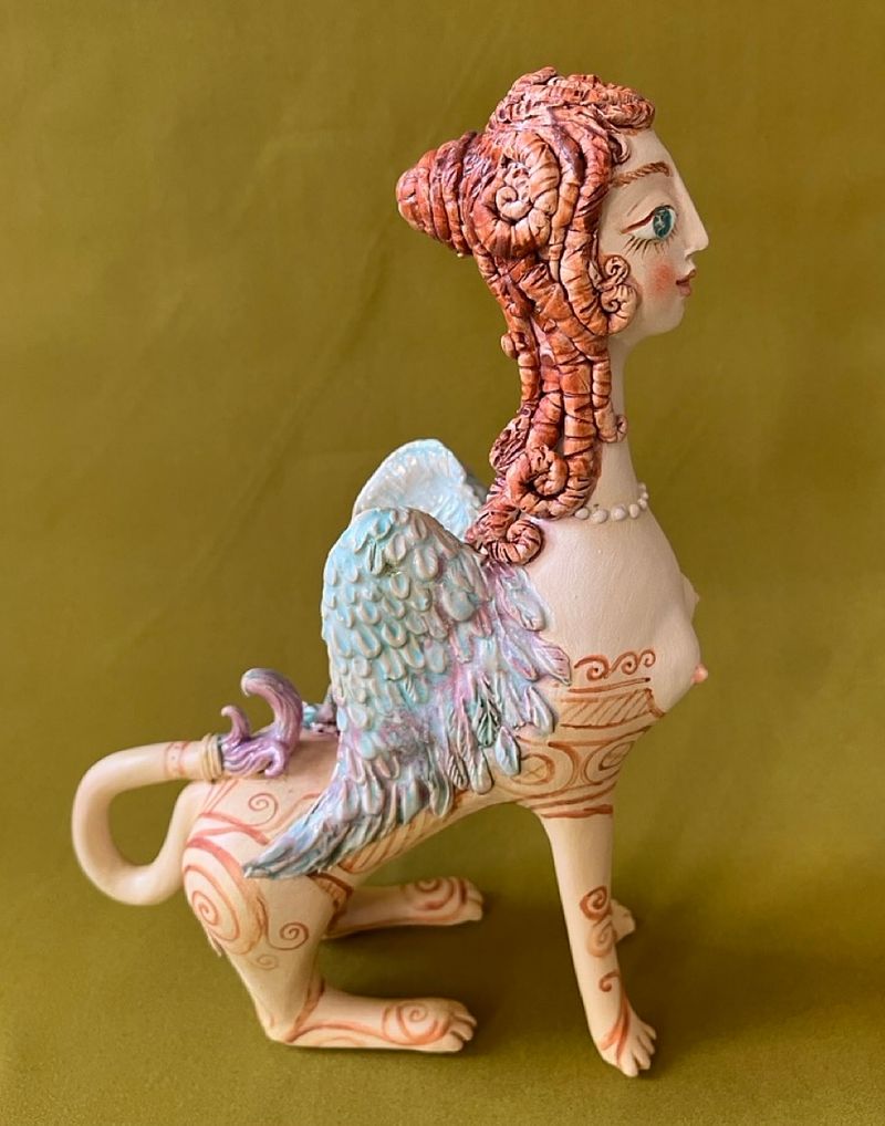 Sphynx, ceramic sculpture