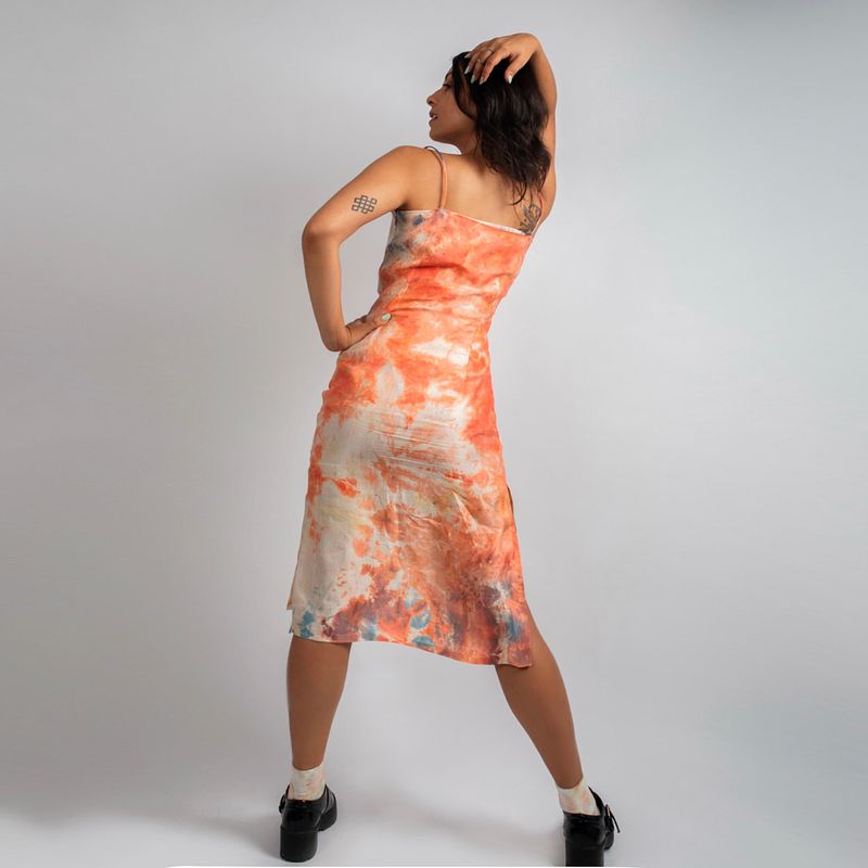 Linen Satin Slip Dress - Iced Peach