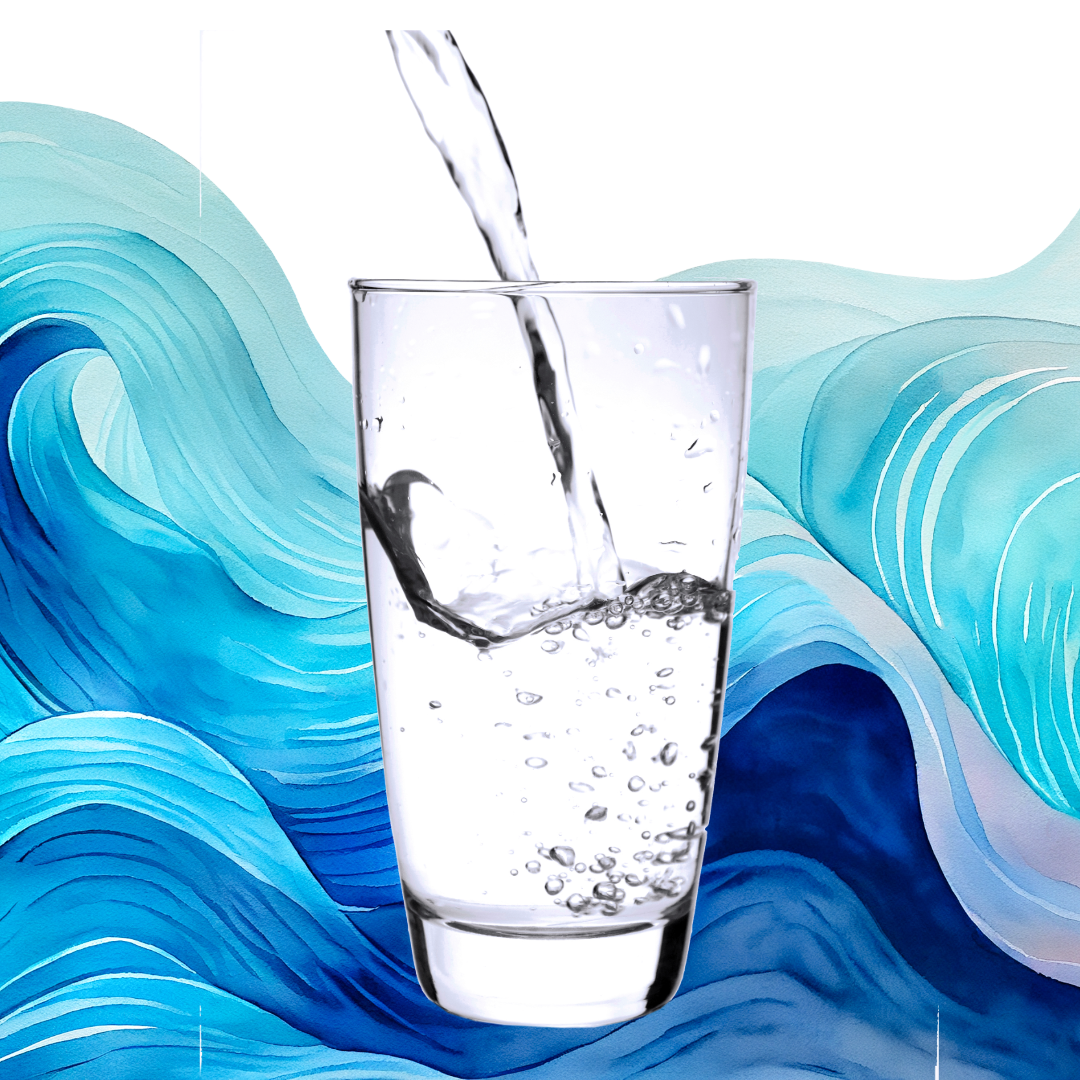 drinking glass filling with clear refreshing water