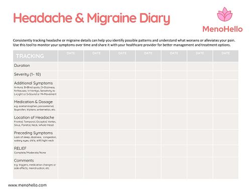 Track Your Headaches & Migraines: A Menopause Diary