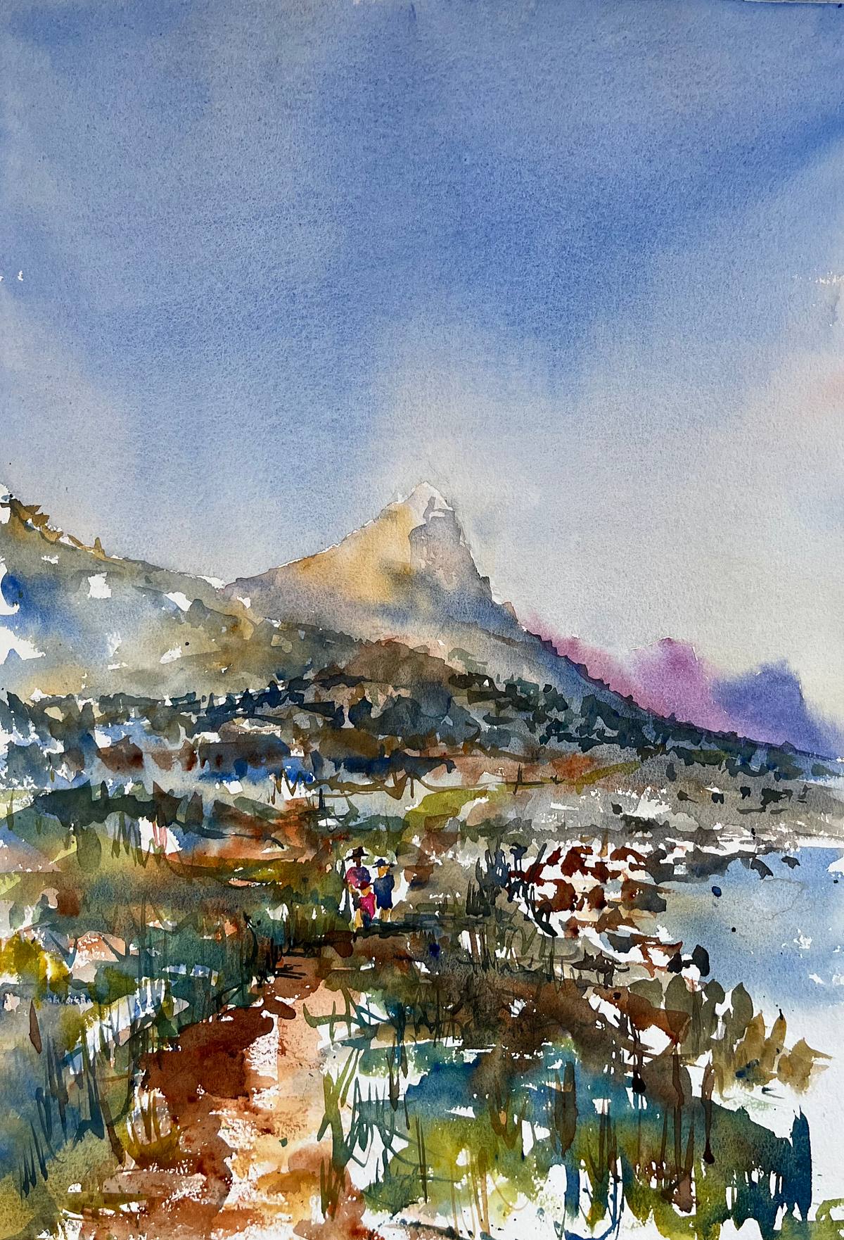 Watercolour picture by Rowan Walpole of the walk to Venus Pool in the Cape Point Reserve
