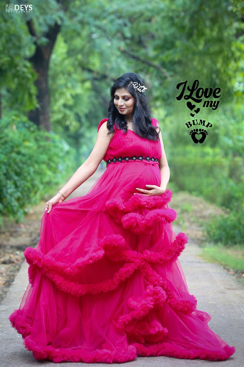 DP017 - Magenta Puffy Ruffle Gown