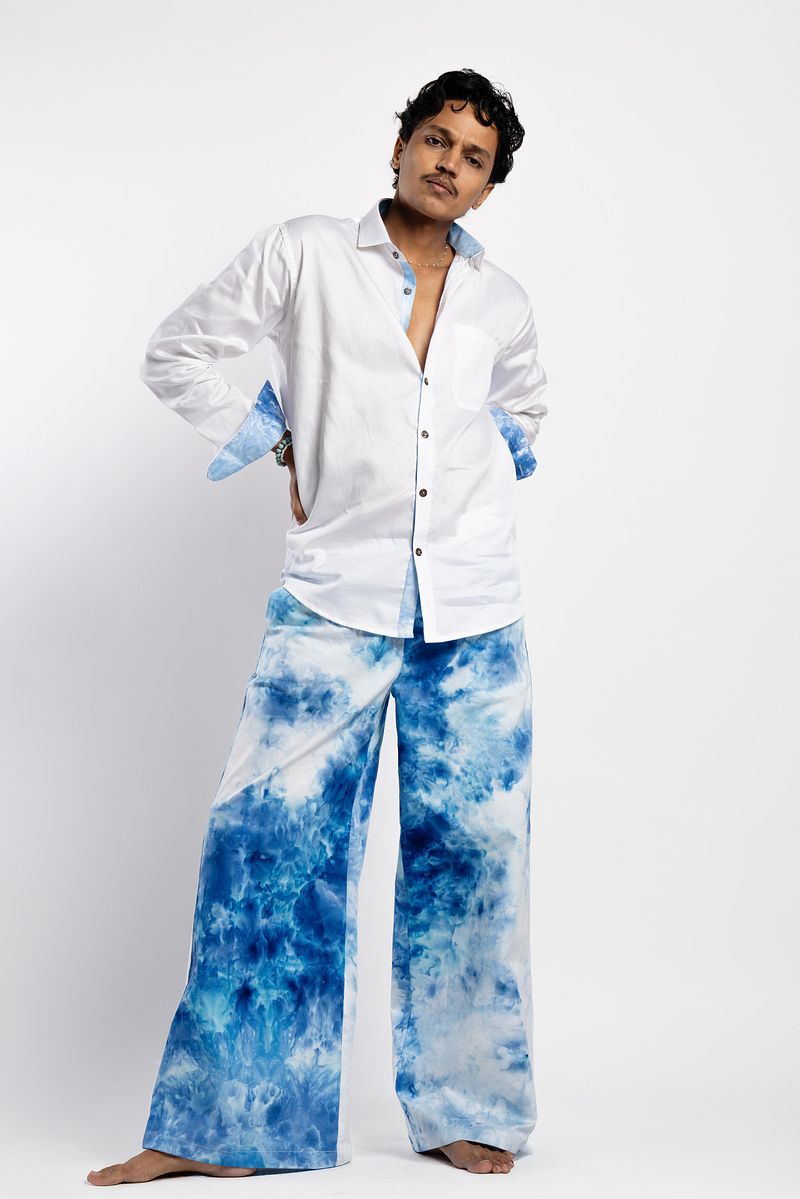 Detailed Long Sleeve Cotton Shirt Summer Sky (Blue)