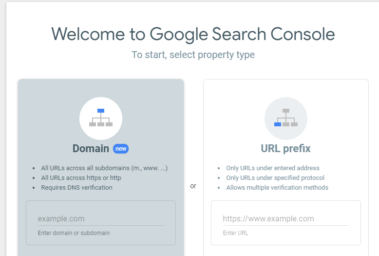 Google Search Console – Ajout de propriétés