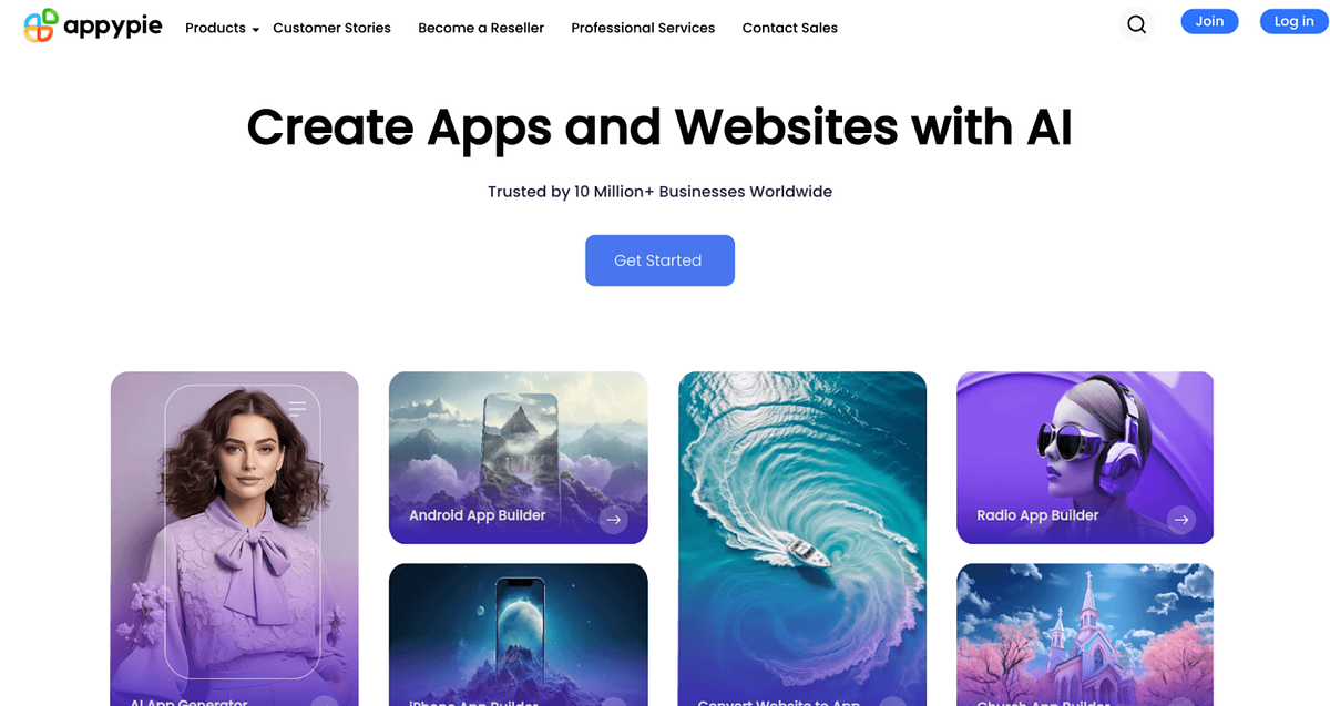 Immagine della home page di Appypie