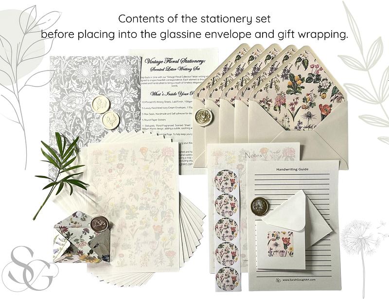 Luxury Vintage Floral Scented Letter Writing Stationery Gift Set with Accessories