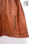SKINS Odh : Leather Moto Jacket with Stand Collar (Cognac Brown)