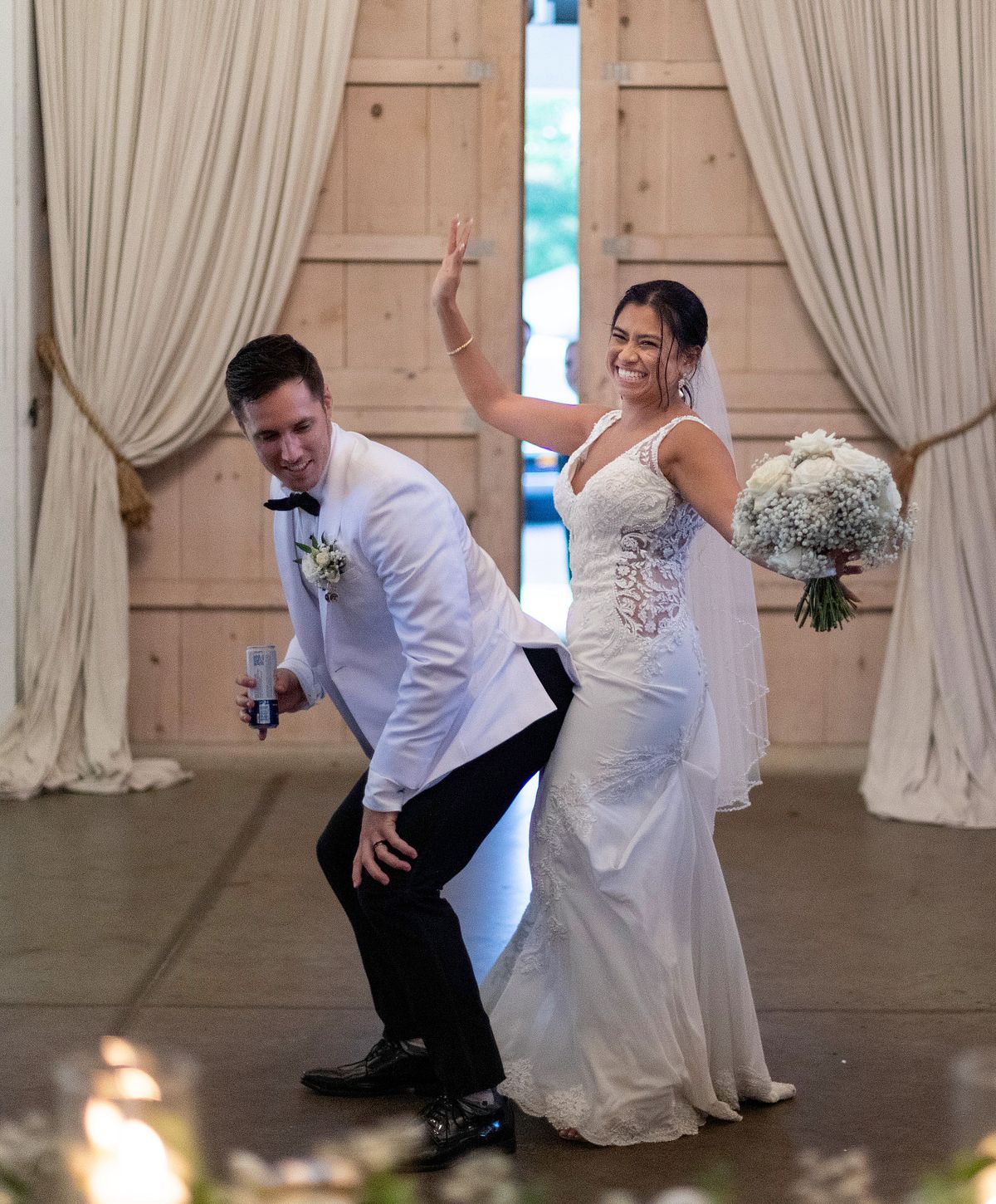 bride and groom dancing as they were introduced