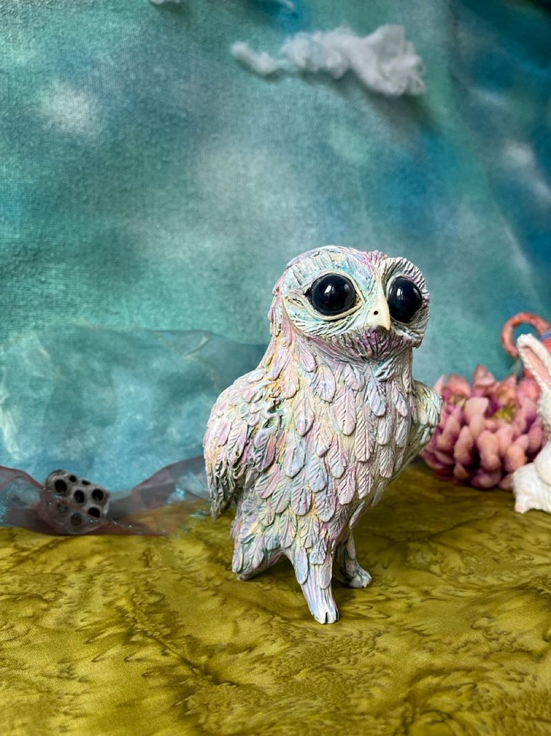 Tender Owl on Watch, little ceramic sculpture