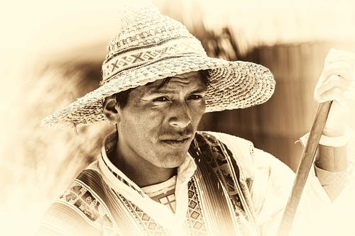 Portrait en sepia d'un homme du Pérou