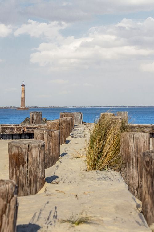 Sandy Pathway Leading to Morris Island Lighthouse From Folly Bea