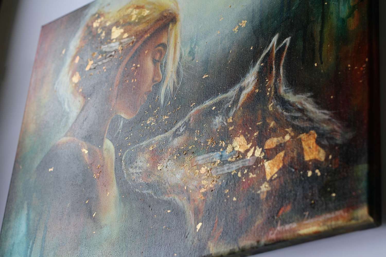 Photo showing texture of "Intimacy" painting by Ariana Zimmermann