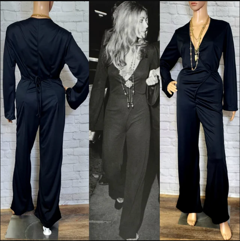 Sharon Tate Black Wrap Jumpsuit