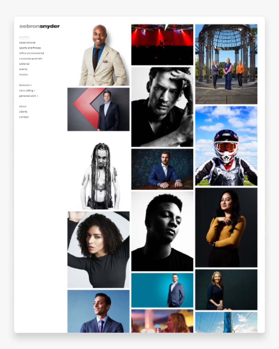 Sebron Snyder photography Portfolio with Grid Layout