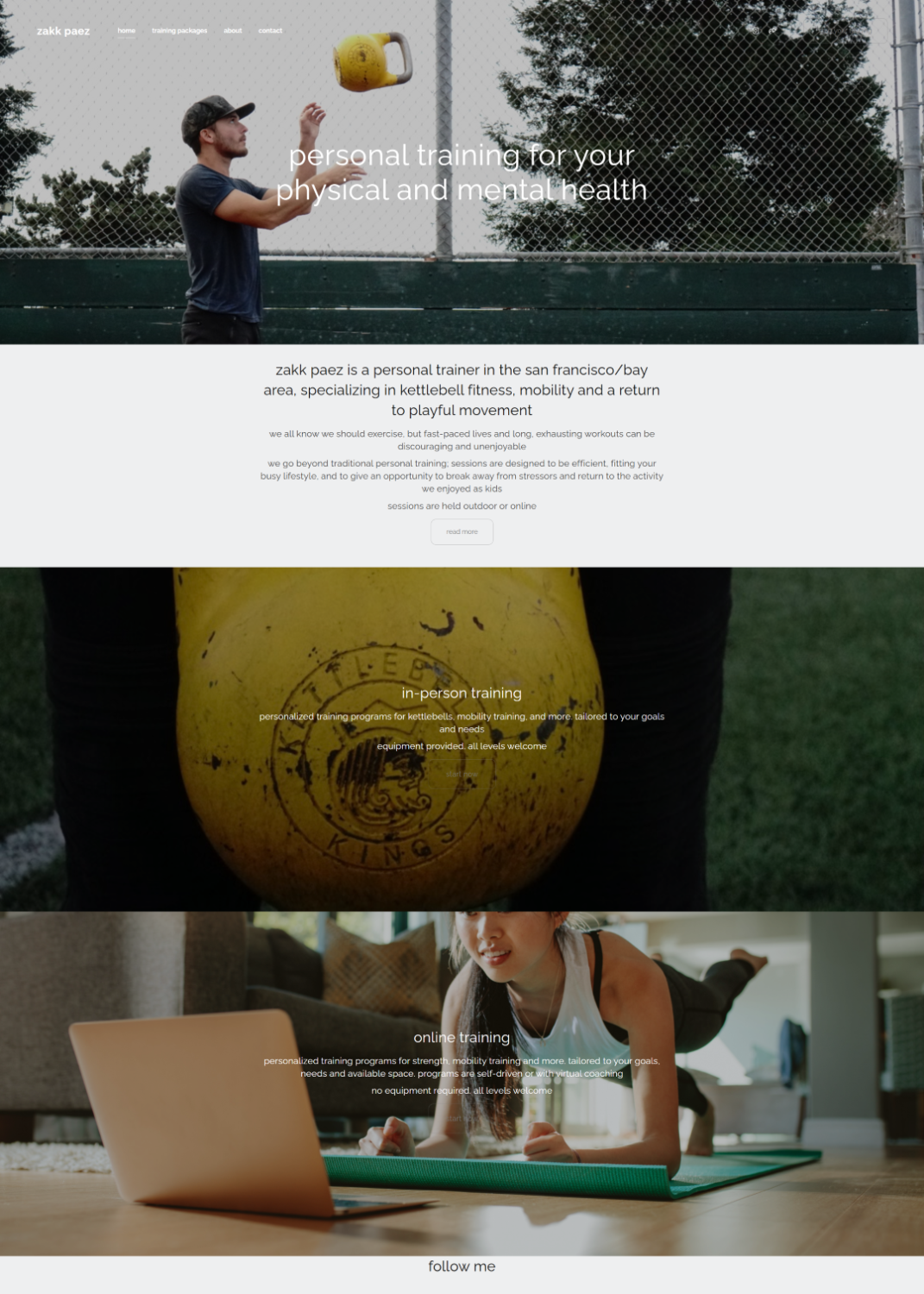 Portfólio de fitness de Zakk Paez