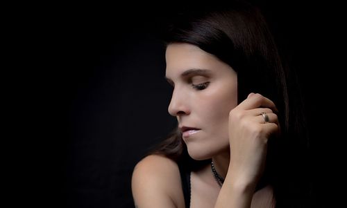 close up portrait, frau, nahaufnahme, studio, schön