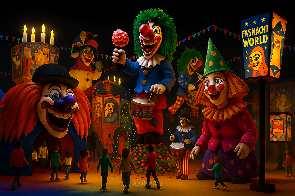 A GenAi design of conceptual Swiss Fasnacht World theme park | Martin Potter