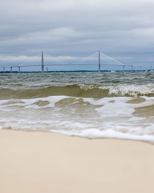 View of Ravenel Bridge from Beach Shoreline