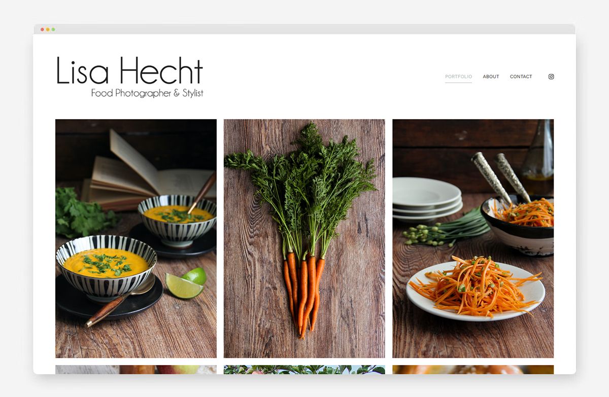 Portfoliowebsite voor voedselfotografie van Lisa Hecht