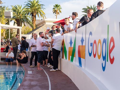 Detail shot of event decor at the Google Workspaces after party — photographed by David Andrade, Las Vegas