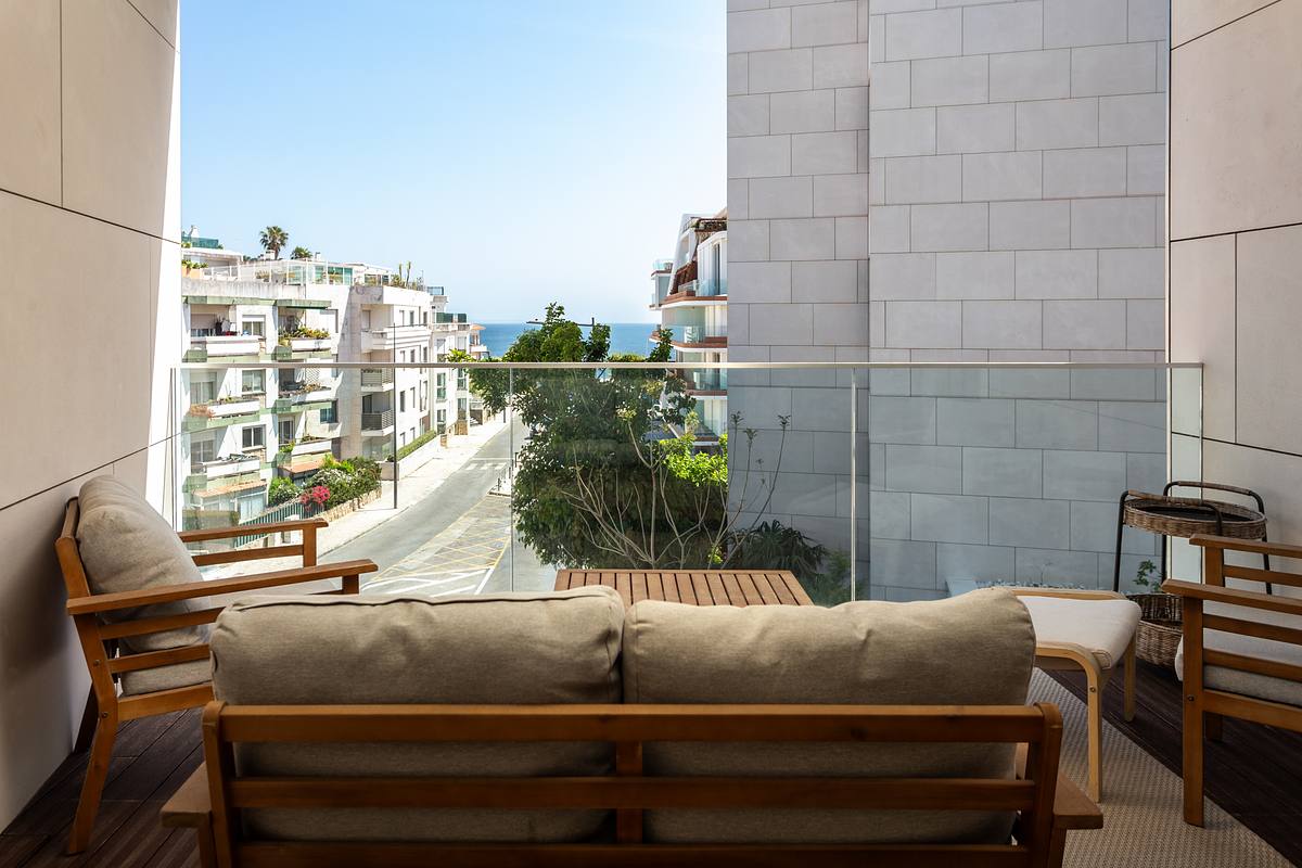 Fotografia imobili&aacute;ria de T1 de luxo com vista mar no Atlantic 
