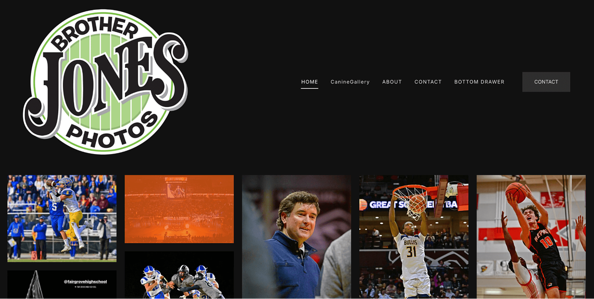 Strona internetowa portfolio fotografii sportowej Brother Jones