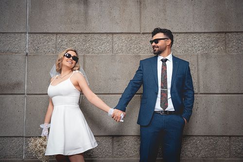 Couple anniversary photoshoot at Coal Harbour in downtown Vancouver