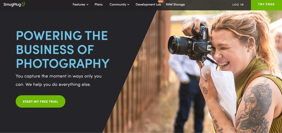 Screenshot of SmugMug's homepage