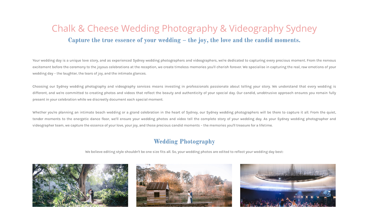 Chalk and Cheese Wedding Videography Portfolio