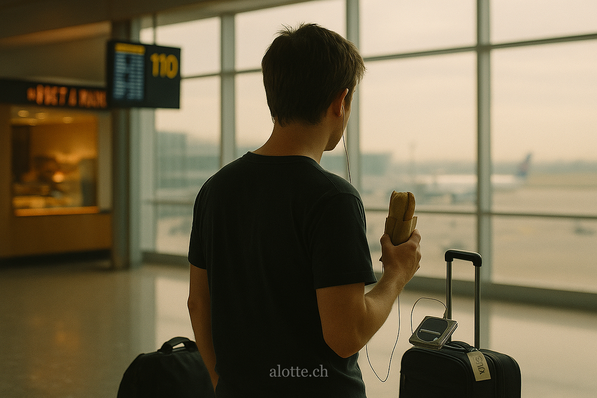 Martin Potter at Heathrow airport before relocating from UK to US