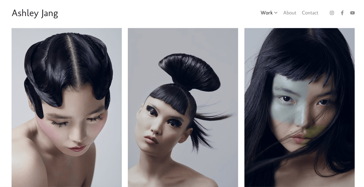 Website van Ashley Jang's modellenportfolio
