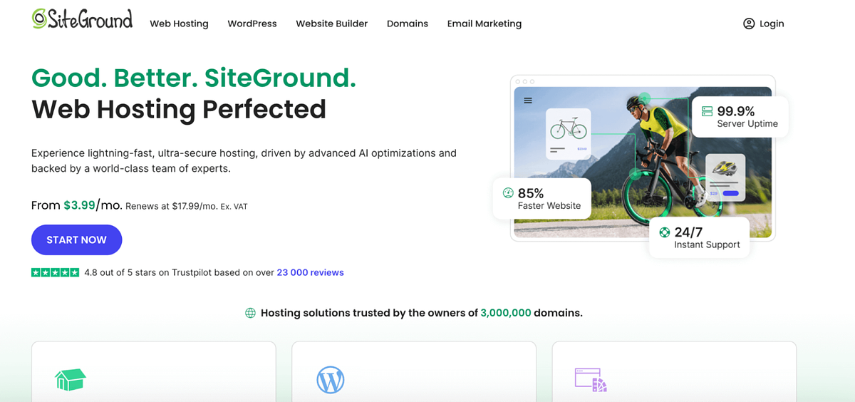 SiteGround homepage