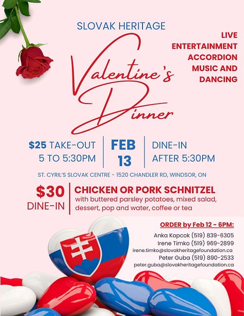 Slovak Heritage Valentine&rsquo;s Dinner &ndash; Friday, February 13, 2026