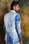 Linen Satin Safari Blazer - Summer Sky