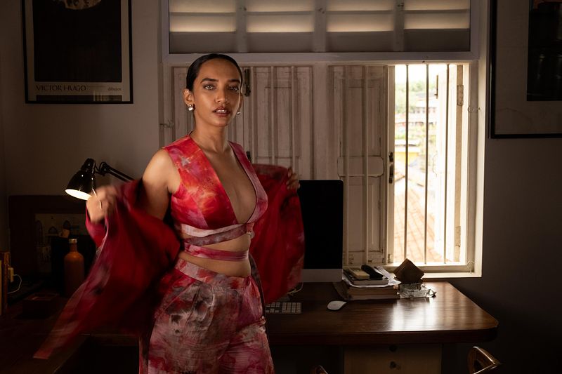 Plunge Wrap Blouse - Scarlet Sky