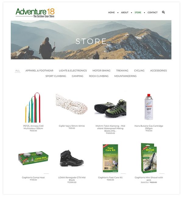 Winkel voor avontuurlijke uitrustingen Pixpa