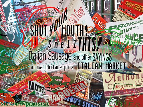 grocery signs, italian market, meats cheeses