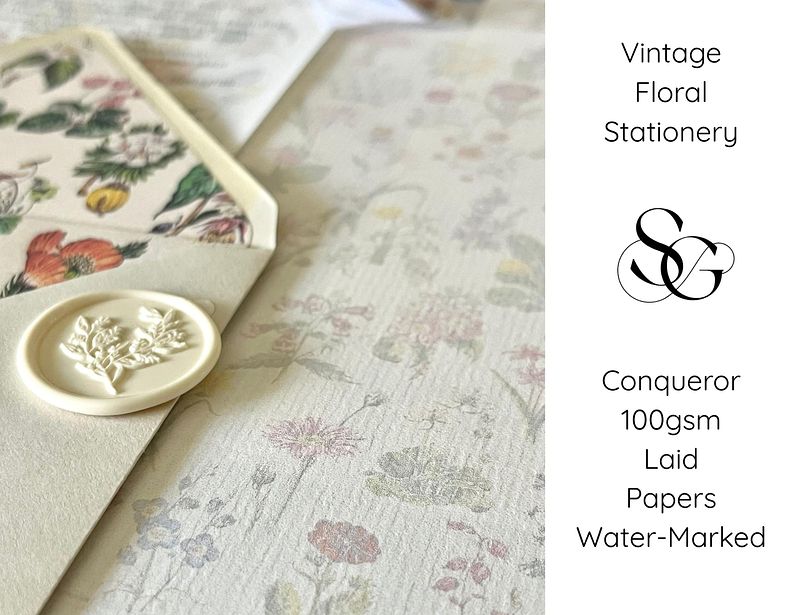 Luxury Vintage Floral Scented Letter Writing Stationery Gift Set with Accessories