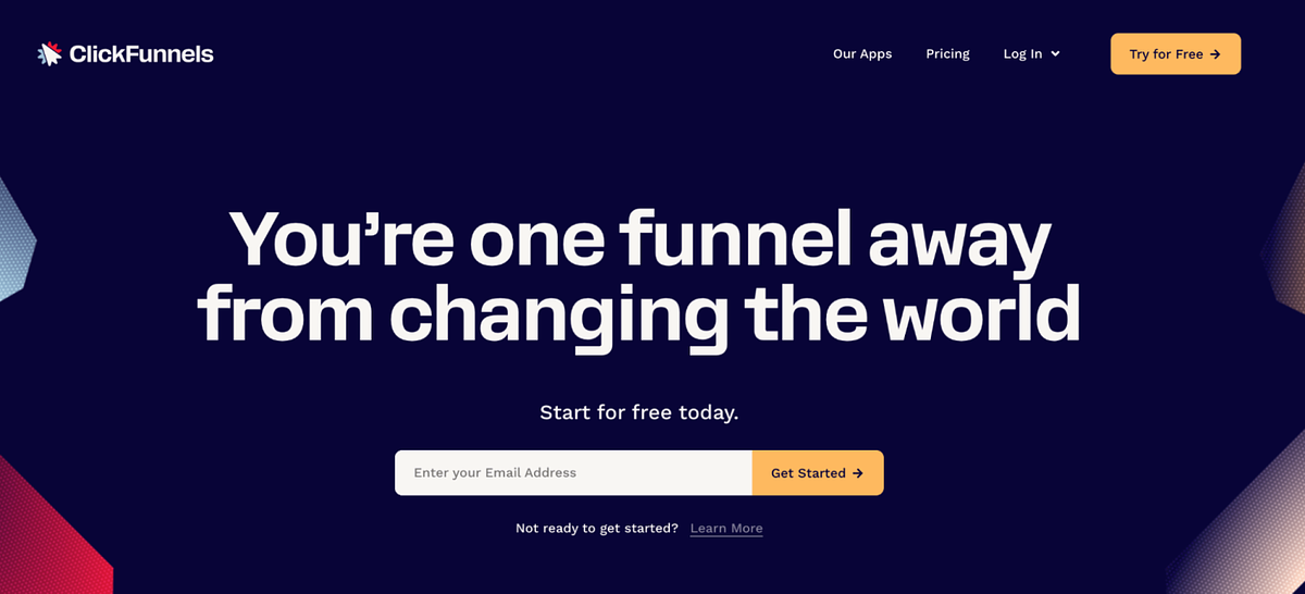 ClickFunnels homepage