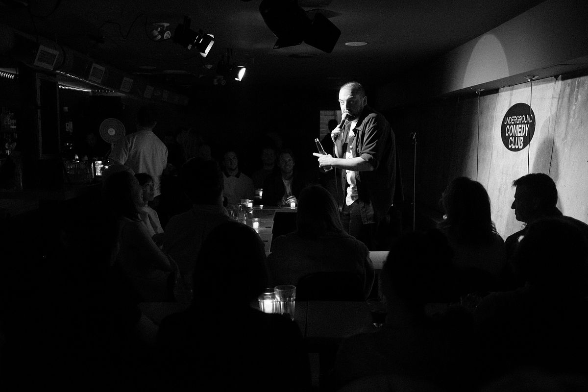 comedian on stage at Vancouver comedy club